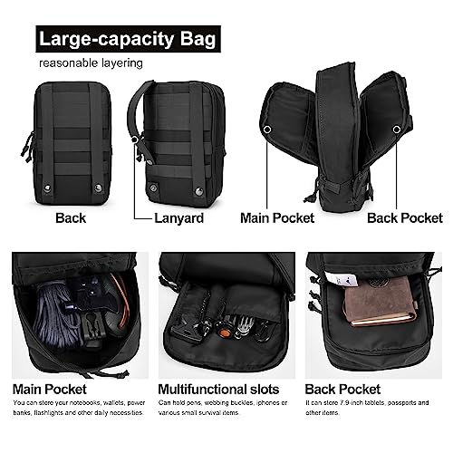 Mardingtop Molle Tactical Utility Pouch, EDC Admin Pouch Bag, Molle Attachment Military Modular Attachment - color: 6401-black