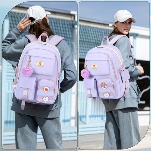 Hidds Laptop Backpacks 15.6 In Kids School Backpack for Girls Women Bookbag - color: A-purple
