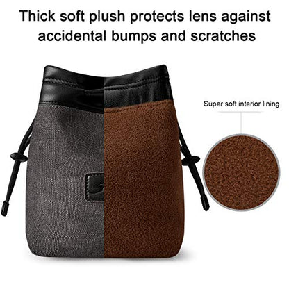 S-ZONE Soft Camera Bag DSLR Insert Handbag Drawstring Lens Case Compatible with Canon Nikon Sony - color: Dark Gray, size: Medium