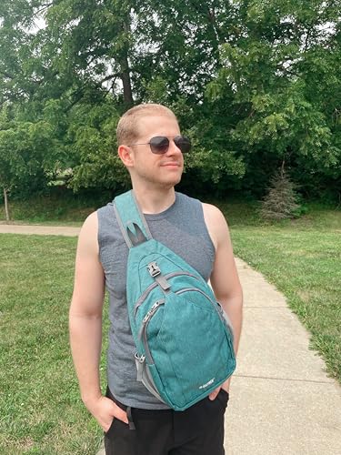 G4Free Sling Bag for Men and Women, RFID Blocking Crossbody Bag, Lightweight Sling Backpack for Travel, Hiking, Walking and Daily Use - color: Dark Green