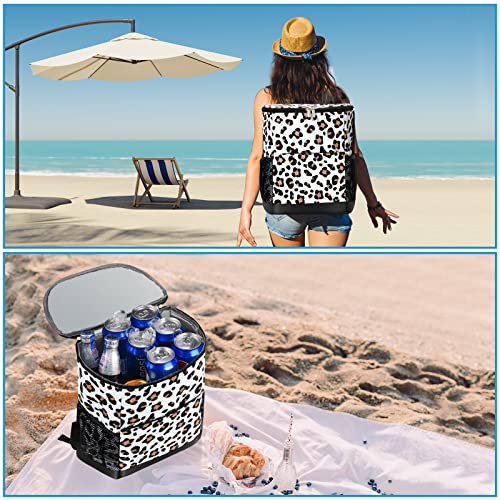 Wolka Cooler Backpack 30 Cans,Portable Backpack Coolers Insulated Leak Proof,Waterproof Soft Sided Cooler Bag for Travel,Beach,Camping,Picnic,Lunch Backpack for Women (Snow Leopard) - color: Snow Leopard