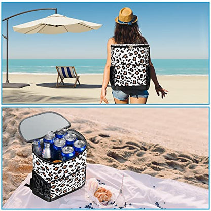 Wolka Cooler Backpack 30 Cans,Portable Backpack Coolers Insulated Leak Proof,Waterproof Soft Sided Cooler Bag for Travel,Beach,Camping,Picnic,Lunch Backpack for Women (Snow Leopard) - color: Snow Leopard