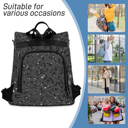 Anti-Theft Daypacks Bling Leopard Print Black Backpack Purse for Women Fashion Bag Travel Pack Basic Casual Bags - color: Bling Leopard Print Black, size: No Custom