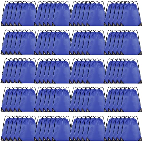 Grneric Drawstring Backpack Bulk 100Pcs Cinch Bag, Polyester Drawstring Bags for Gym Beach Sports Short Trip Party (Navy Blue) - color: Navy Blue