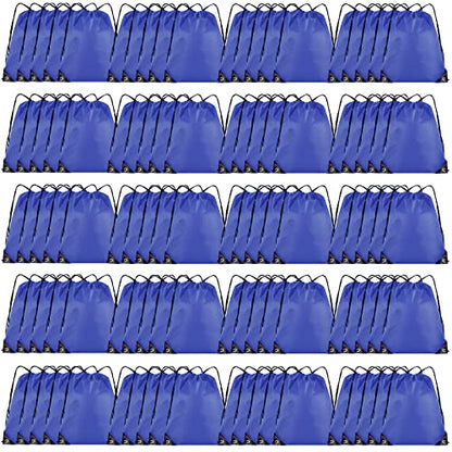 Grneric Drawstring Backpack Bulk 100Pcs Cinch Bag, Polyester Drawstring Bags for Gym Beach Sports Short Trip Party (Navy Blue) - color: Navy Blue