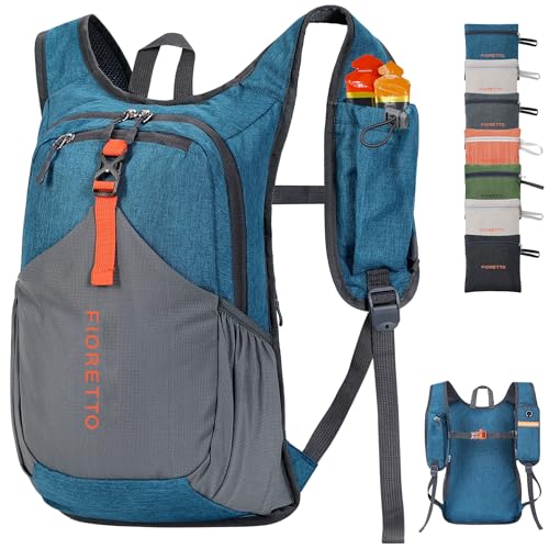 FIORETTO 15L Hiking Backpack for Women Men Mini Packable Backpack Lightweight Small Daypack for Camping Travel Outdoor, Turquoise - color: Turquoise, size: 15l