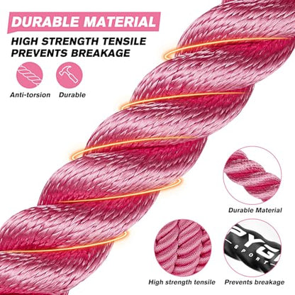 HPYGN Jump Rope, Weighted Jump Rope for Men women, 2.8lb 3.8lb 5lb Heavy Skipping Rope for Exercise, Adult Jumpropes for Home Workout, Improve Strength and Building Muscle,Total Body Workout Equipment - style: 2.8lb pink jump rope for women