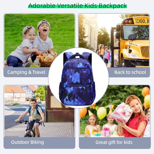 MITOWERMI Kids' Backpack for Boys Girls Elementary School Bags for Boys Bookbags Primary Students Children Backpack Dark Blue Geometric - color: Plaid Blue