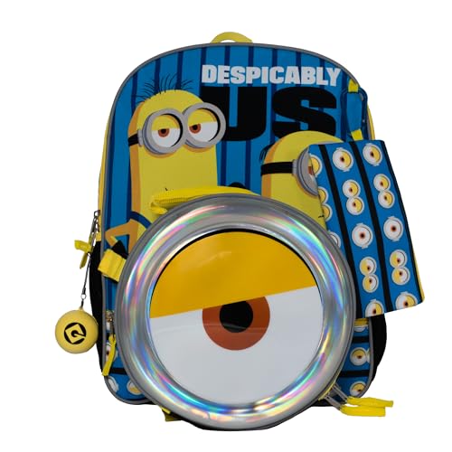 AI ACCESSORY INNOVATIONS Despicable Me Minions 4 Piece Backpack Set for Boys & Girls, Featuring Minions Stuart & Kevin, Kids School Bag, Blue - color: Minions