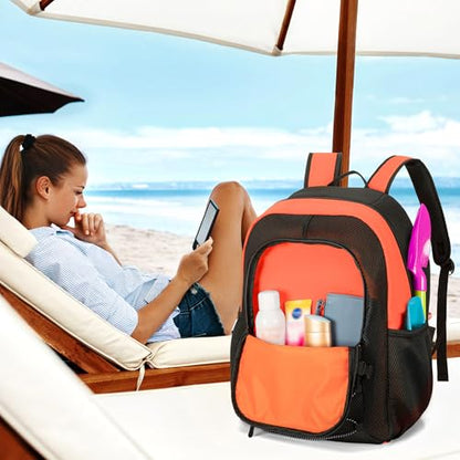 Fasrom Mesh Beach Bag Backpack with Wet Item Pocket, Swim Backpack for Pool, Travel and Gym (Patent Design, Empty Bag Only), Orange - color: Orange
