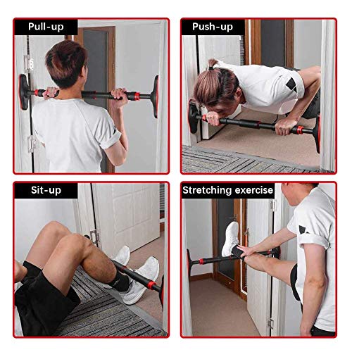 Pull Up Bar for Doorway, Chin Up Bar No Screw Installation Adjustable Dip Bars with Anti-Slip Mat & Locking Mechanism Heavy Duty Home Exercise Fitness Workout Strength Training - size: 95~125CM