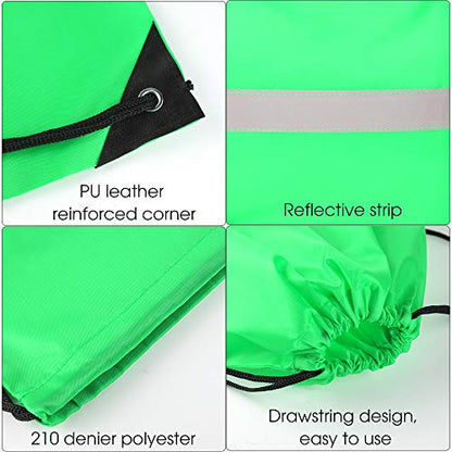 KUUQA 12 Pcs Drawstring Backpack Bag Bulk Reflective Green - color: Green