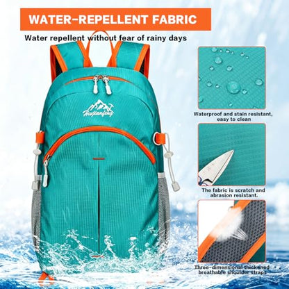 20L Hiking Daypack Packable, Lightweight Water Resistant Camping Backpack, Foldable Travel Backpack for Men Women Outdoor Gear - color: Lvse-xiao
