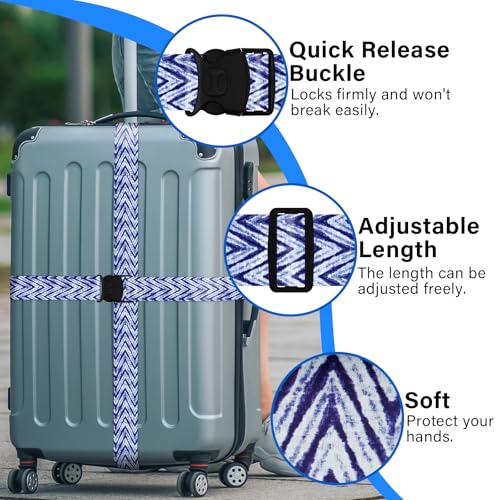 2 Pack Luggage Straps for Suitcases, Adjustable Travel Belt with Double Lock and Quick Release Buckle, Heavy Duty Nylon Bag Packing Strap, Unique Identifiers Business Travel Accessories-Blue Wave - color: 24020 Blue Wave