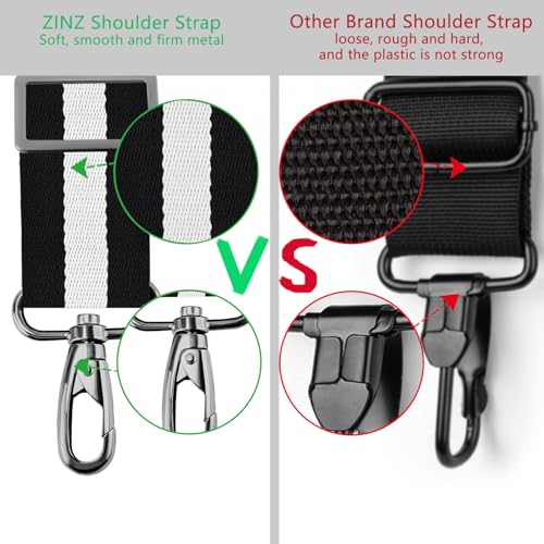 ZINZ 79 inch Shoulder Strap, Extra-thick Fixed Cushion Pad and Dual Clasps Universal Replacement Strap with Metal Swivel Hooks for Laptop Bags, Luggage Bags, Camera, Crossbody(Stripes-BkWBk) - color: Stripes-bkwbk