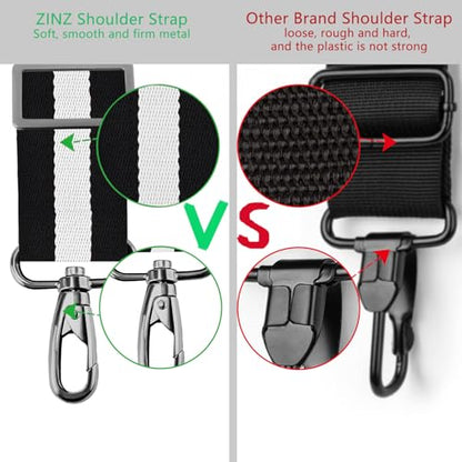 ZINZ 79 inch Shoulder Strap, Extra-thick Fixed Cushion Pad and Dual Clasps Universal Replacement Strap with Metal Swivel Hooks for Laptop Bags, Luggage Bags, Camera, Crossbody(Stripes-BkWBk) - color: Stripes-bkwbk