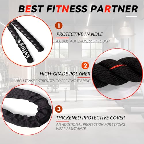 5.3lb Weighted Jump Rope, 10.5ft Adult Heavy Skipping Rope for Men and Women, Heavy Jump Ropes for Shaping Body, Home Workout, Total Body Workout Equipment (Black & Red)