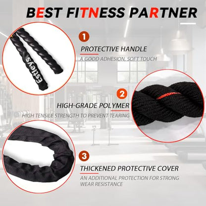 5.3lb Weighted Jump Rope, 10.5ft Adult Heavy Skipping Rope for Men and Women, Heavy Jump Ropes for Shaping Body, Home Workout, Total Body Workout Equipment (Black & Red)