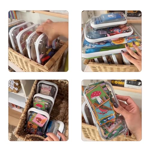 Clear Hard Shell Zipper Case,6PCS Transparent Clear Zipper Pouches,Hard Side Plastic Case Set,Portable Travel Storage Organizer Bins - color: 6pcs-L