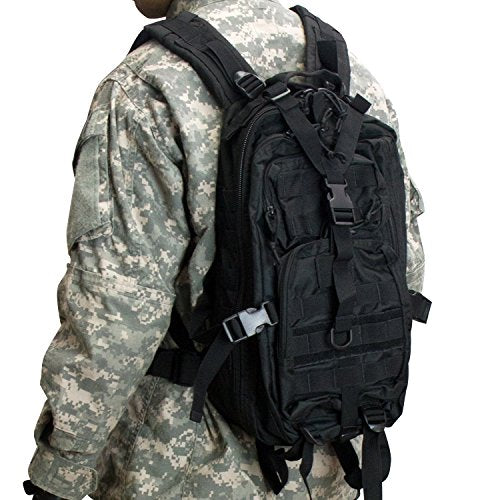 DKC452 Assault Compact Stealth Military Molle Daypack Hunting Camping Outdoor Hiking Paintball Airsoft Bag, Black, 18-Inch