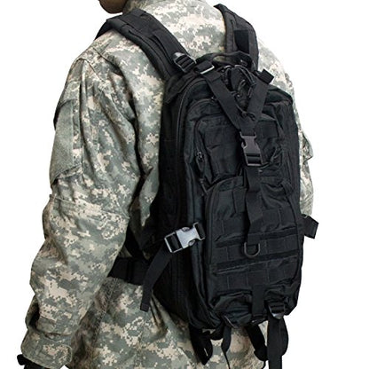 DKC452 Assault Compact Stealth Military Molle Daypack Hunting Camping Outdoor Hiking Paintball Airsoft Bag, Black, 18-Inch