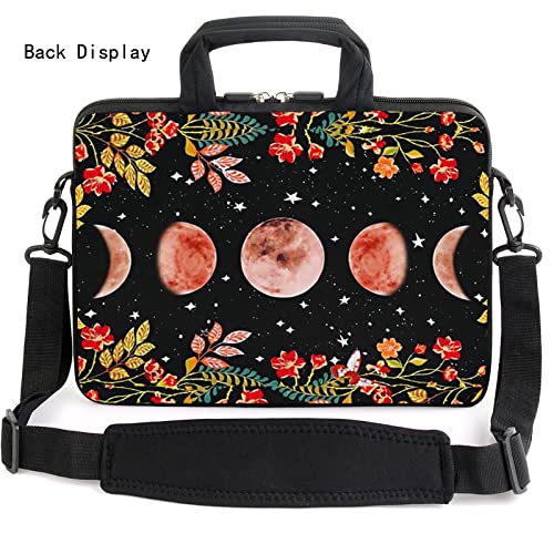 AMARY 15.4" 15.6" laptop sleeve adjustable shoulder strap with handle accessory pocket for men women (Flowers Moon) - color: Flowers Moon