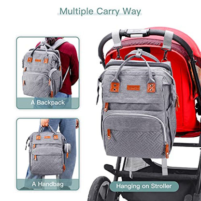 ISMGN Diaper Bag Backpack with Changing Station, Large Diaper Bag, Baby Bag, Multifunctional Diaper Bag, Gray - color: Upgrade Gray