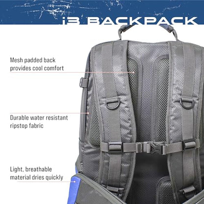 FROGG TOGGS i3 Fishing Backpack, Tackle Storage, Includes 3-3600 Bait Trays, Blue, OS - color: Blue
