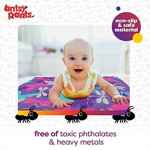 Antsy Pants Yoga Mat for Stretching and Yoga - color: Purple Butterflies