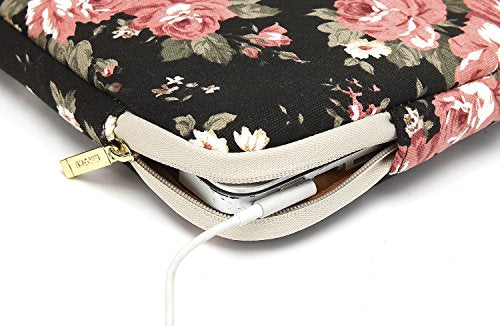 kayond Water-Resistant Canvas 13.3 Inch Laptop Sleeve-Black C Rose - color: Black C Rose, size: 13-13.3 inch
