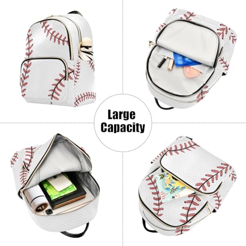 ALAZA Mini Backpack Purse for Women Lightweight Girls Small Size Baseball White School Teens College Traveling - color: Baseball White, size: Small