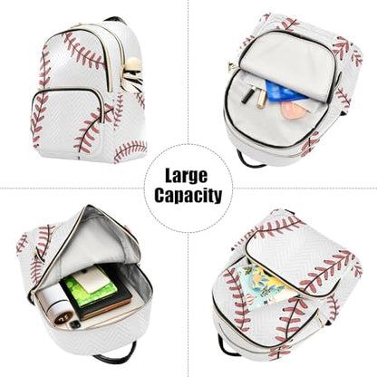 ALAZA Mini Backpack Purse for Women Lightweight Girls Small Size Baseball White School Teens College Traveling - color: Baseball White, size: Small