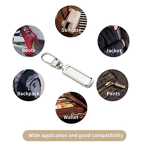 TOPASION Metal Zipper Pull Replacement for Small Holes, Detachable, Repair for Jacket, Bag Boots, Purse, Coat, Pants (5 Pcs Silver) - color: 5 Pcs Silver