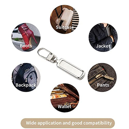 TOPASION Metal Zipper Pull Replacement for Small Holes, Detachable, Repair for Jacket, Bag Boots, Purse, Coat, Pants (5 Pcs Silver) - color: 5 Pcs Silver