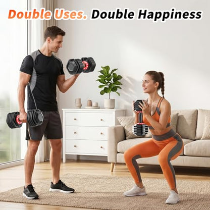 Adjustable Dumbbell Set of 2, 50LBS/100LBS Weights Dumbbell Set with Storage Box, 25lbs/50lbs Pair Adjustable Weights with Anti-slip Silicone Grip, 5-in-1/10-in-1 Quick-Lock Hand Weight Set For Home Gym Suit both Men and Women - color: 50LBS Pair(Total 10