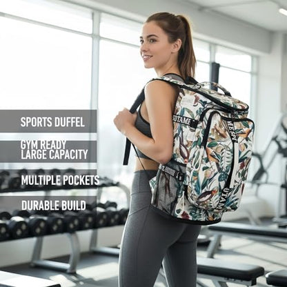 Gym Duffle Bag Backpack with Shoe Compartment,4 ways Travel Backpack for Women and Men,Multi-Functional Weekender bag with Waterproof Layer&Laptop Compartment for Fitness, Travel,Camping - color: Yellow
