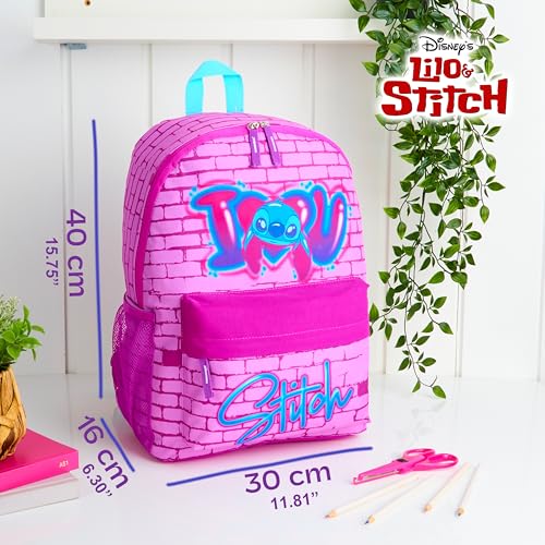 Disney Stitch Backpack for Girls Teens School Bag Kids Book Bag School Supplies Gifts (Pink) - color: Pink