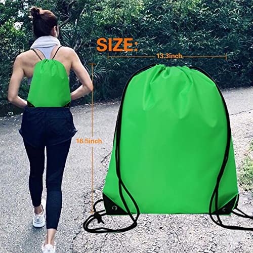 CODOBON 50 Pcs Drawstring Bags, Bulk Draw String Backpack, Cinch Polyester Bag for Gym Sport, Green - color: Green