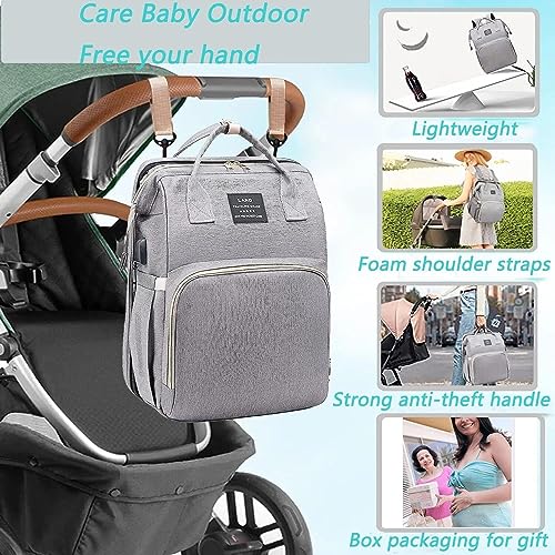 ANWTOTU Baby Diaper Bags with Changing Station,900D Oxford Waterproof Diaper Bag Backpack for Moms Dads with USB Charging Port,Large Capacity Baby Essentials(Ungrade Grey) - color: Ungrade-grey