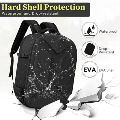 Camera Backpack, Hardshell DSLR/SLR/Mirrorless Photography Camera Bag with Rain Cover, Waterproof Hard Shell Camera Case with Tripod Holder & 15.6" Laptop Compartment Compatible with Canon/Nikon/Sony - color: Black