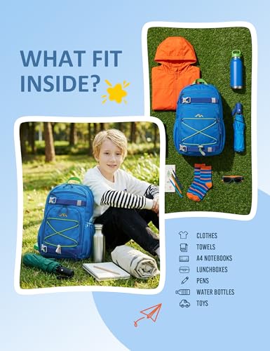 MOUNTAINTOP 18L Kids Backpack, Lightweight Children Daypack for Boys Girls, School Bag with Chest Strap, 29 * 16 * 45CM - color: Blue