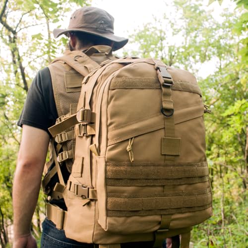 FOX OUTDOOR PRODUCTS Large Transport Pack | 37L Tactical Backpack with Compression Straps, Hydration Pocket & Modular Webbing - color: Coyote