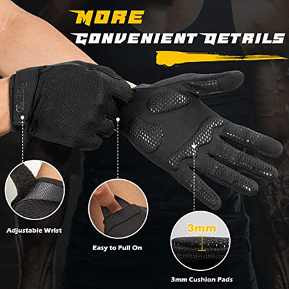 FREETOO Full-Finger Workout Gloves for Men, Padded Gym Gloves with Excellent Grip and Palm Protection - size: Small