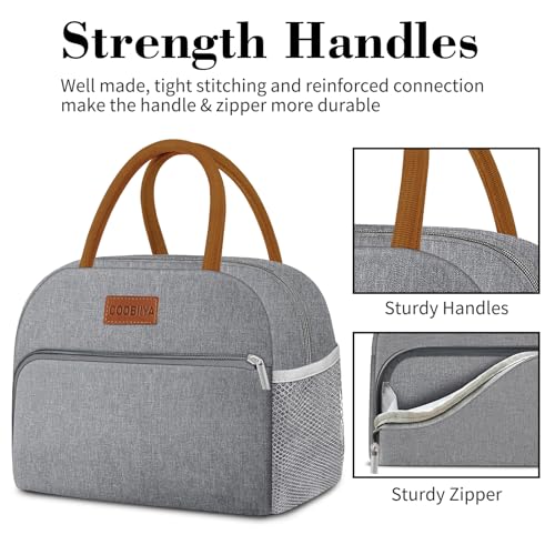 Coobiiya Lunch Bag Lunch Box for Women Men,Small Leak-proof Cute Lunch Tote Large Capacity Reusable Insulated Cooler Lunch Container for Work/Office/Picnic/Beach，Grey - color: Gray