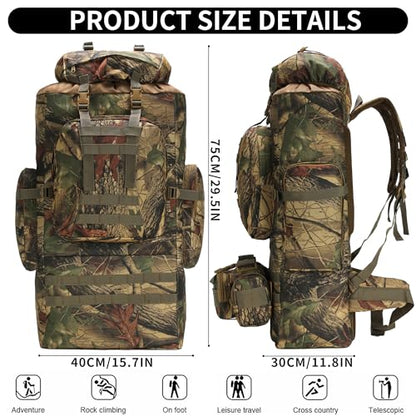 100L Camping Hiking Backpack,Molle military Tactical rucksack backpack,Waterproof Lightweight Hiking Backpack (Maple Leaf) - color: Maple Leaf