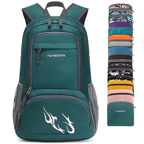 FENGDONG 35L Lightweight Foldable Waterproof Packable Travel Small Hiking Backpack Daypack for men women - color: A9-dark Green