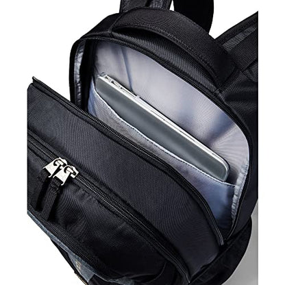 Under Armour Unisex Hustle 5.0 Backpack - color: (004) Black / Black Medium Heather / Metallic Gold Luster