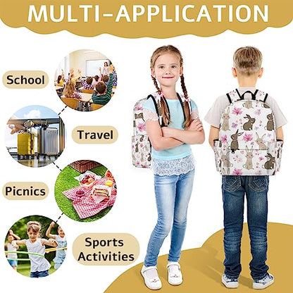 Easter Bunny Kids Backpack for Boys Girls Rabbit Flower Preschool Toddler Backpack Kindergarten Nursery Bookbag Travel Children Lightweight School Bag - color: Rabbit