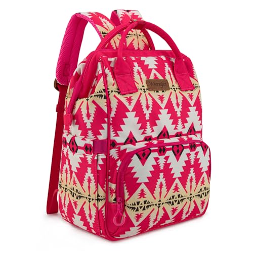 Montana West Wrangler Callie Diaper Bag Backpack with Stroller Straps Western Pattern Multifunction Baby Travel Bag WG2204-91102HPK - color: Tt-hot Pink