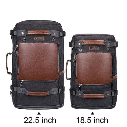 WITZMAN Travel Backpack for Men Women Carry on Luggage Backpack Canvas Rucksack Duffel bag with Shoe Compartment（A2021 big size black） - color: 22.5 Inch Black